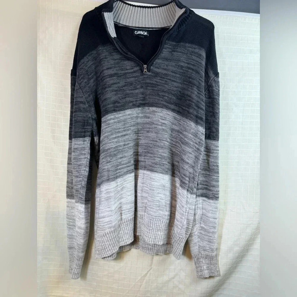 CarbonMen's Size XL BlackGray1/4 Zip Neck Cotton Sweater